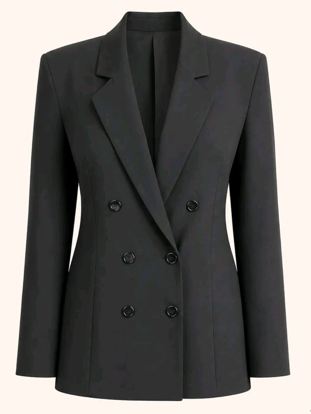 Jacqueline Ferrar Vintage Black Double Breasted Blazer Size 16 Wool Blend